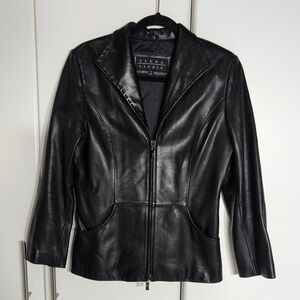 Siena Studio Black Leather Jacket Fitted Sleek Design